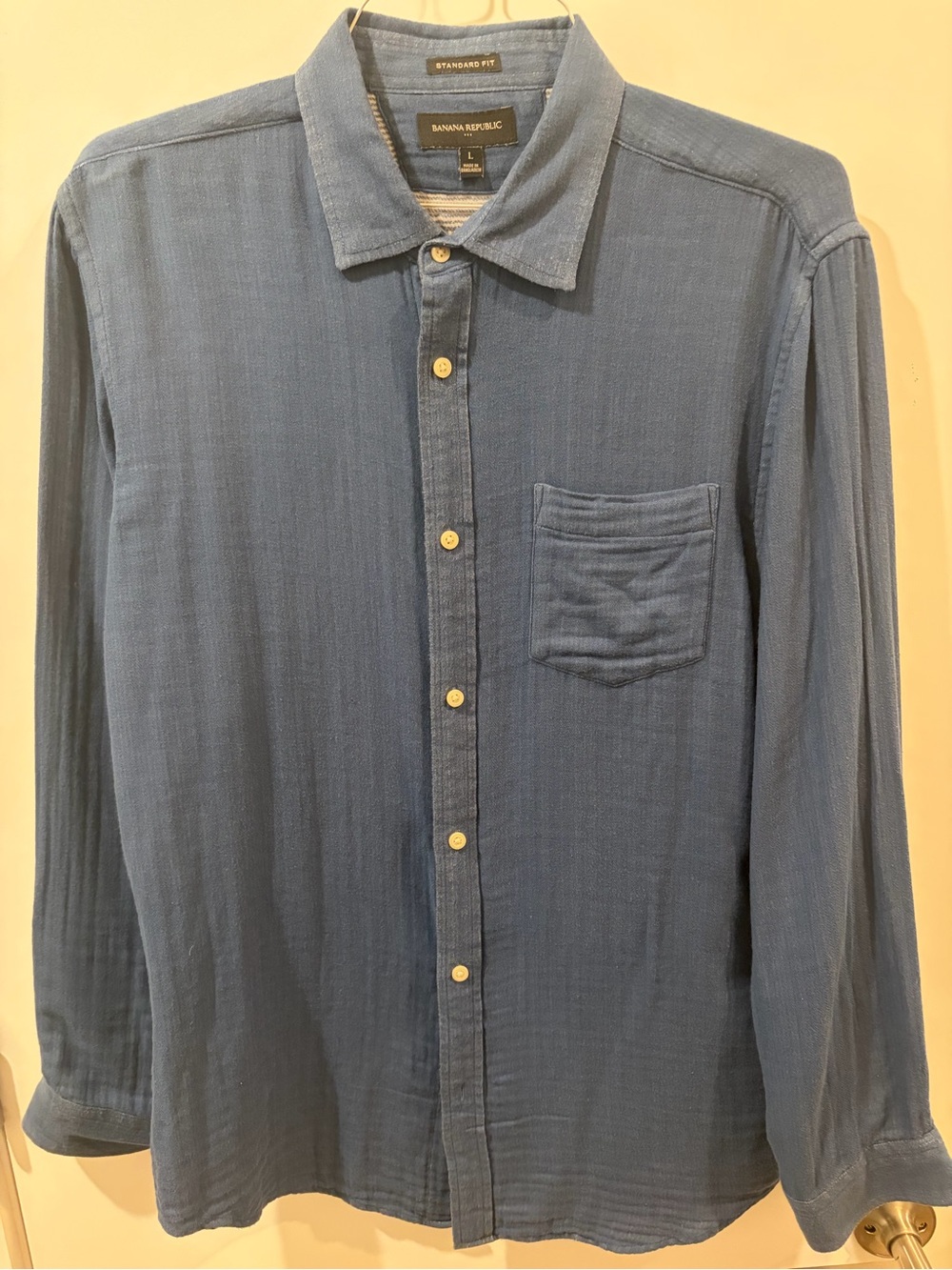 Banana Republic Men's Indigo Blue Textured Button-Down Shirt